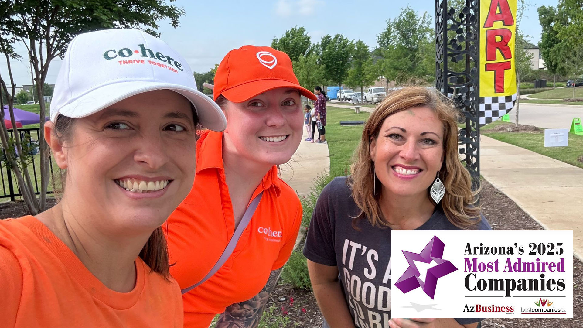 Selfie of Cohere team members at an event