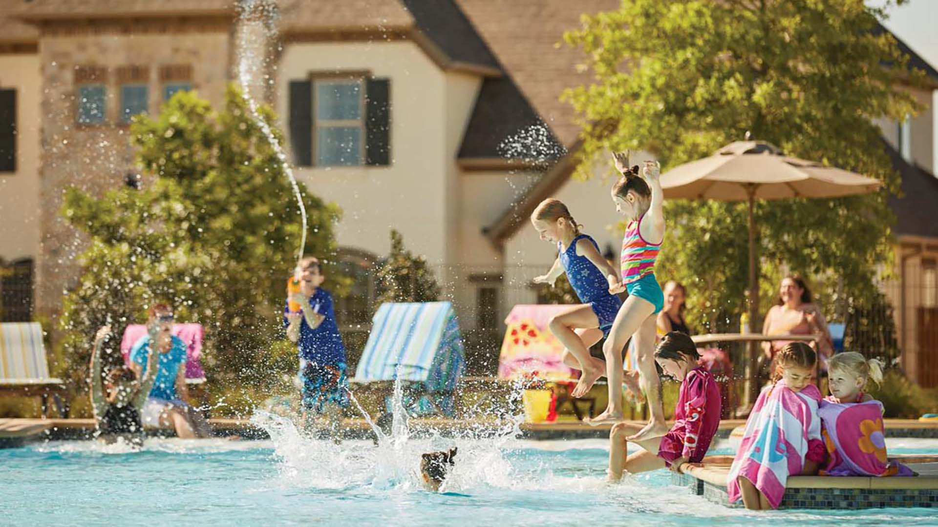 kids playing in the pool