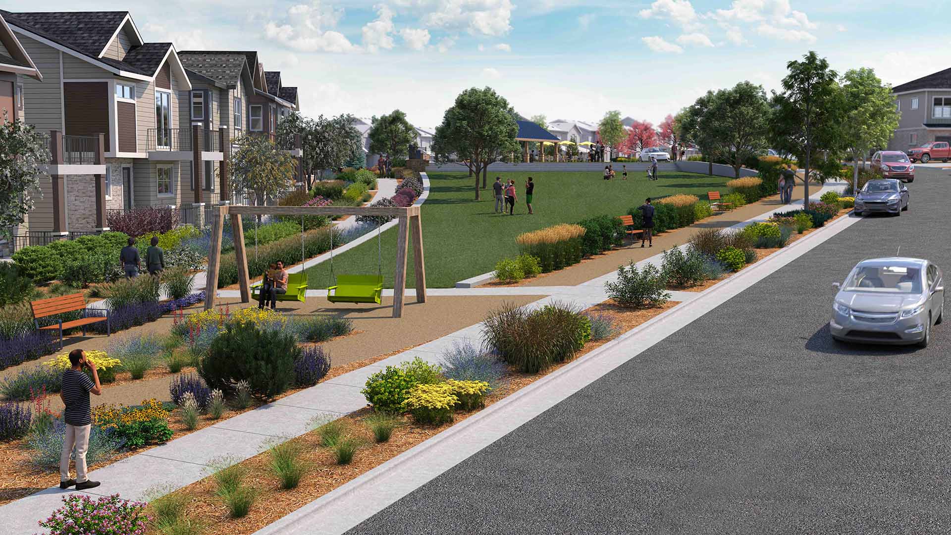 streetscape rendering from Uplands in Westminster, Colorado