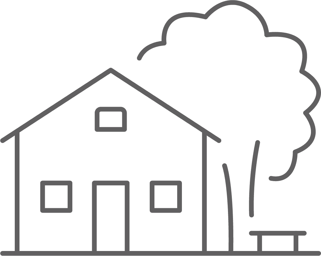 Icon of a house with a tree and a bench